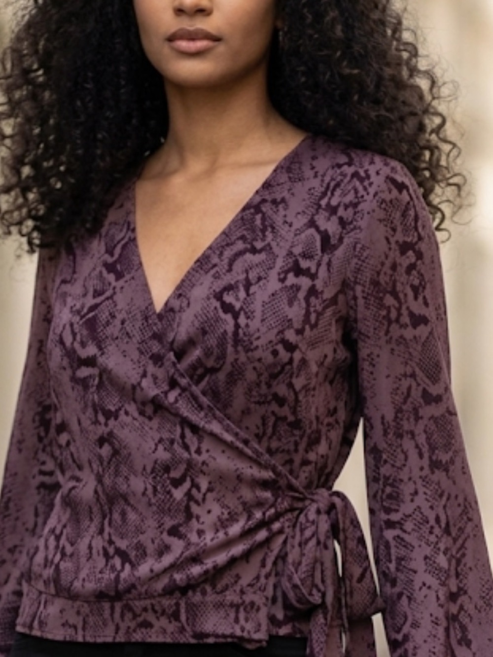 Anthropologie cupcakes & cashmere Snake-Print Wrap Top